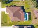Bird's eye view showing house layout and pool at 1066 Larkin Rd, Spring Hill, FL 34608