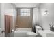 Clean bathroom, tub shower combo, and updated fixtures at 1320 Moreland Dr # 20, Clearwater, FL 33764