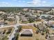 Aerial view of a quiet residential neighborhood with houses and a pond at 2309 Cross Tee Ct, Brooksville, FL 34604