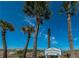 Gulf Way Walkway marker is surrounded by several tropical palm trees at 3110 W De Bazan Ave, St Pete Beach, FL 33706