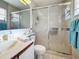 Clean bathroom with shower/tub combo and updated vanity at 3185 Charter Club Dr # A, Tarpon Springs, FL 34688