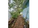 Brick pathway meanders through a lush backyard garden at 7711 Innis Ct, St Petersburg, FL 33709