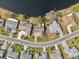 Birds-eye view of waterfront homes and community layout at 1928 E View Dr, Sun City Center, FL 33573