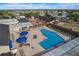 Aerial view of community pool, spa, and clubhouse at 1928 E View Dr, Sun City Center, FL 33573