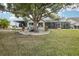 Landscaped backyard with large tree and patio at 1928 E View Dr, Sun City Center, FL 33573