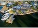 Aerial view of house, pool, and boat dock at 3998 South Cir, Largo, FL 33774