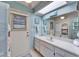 Bathroom with skylight and walk in shower at 10020 Kenda Dr, Riverview, FL 33578