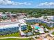 Resort with pool and surrounding buildings from above at 1055 Philippe Pkwy, Safety Harbor, FL 34695