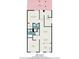 Floor plan displaying a 2-bedroom condo layout, highlighting the kitchen and living room at 106 Edgewood Ct, Oldsmar, FL 34677