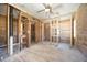 A bedroom undergoing renovation, showing the framing and flooring at 15804 Redington Dr, Redington Beach, FL 33708