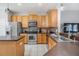 Modern kitchen with stainless steel appliances and wood cabinets at 13029 Haverhill Dr, Spring Hill, FL 34609