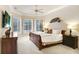 Relaxing main bedroom with king-size bed and pool view at 2867 Grey Oaks Blvd, Tarpon Springs, FL 34688