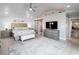 Main bedroom with a large TV, walk-in closet and water view at 725 Capri Blvd, Treasure Island, FL 33706