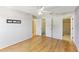 Bedroom with hardwood floors, ceiling fan and closet at 1960 Union St # 42, Clearwater, FL 33763