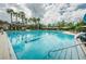 Large community pool with palm trees, lounge chairs and a water slide at 2902 Big Cypress Way, Wesley Chapel, FL 33544