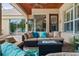 Comfortable and decorative outdoor patio with cozy furniture and sliding glass doors at 2902 Big Cypress Way, Wesley Chapel, FL 33544
