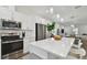 Modern kitchen with white cabinets, stainless steel appliances and an island at 524 S Grosse Ave, Tarpon Springs, FL 34689