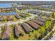 Beautiful community aerial showcasing charming homes surrounding a scenic lake, featuring lush landscaping and friendly neighborhood streets at 11125 Callisia Dr, Odessa, FL 33556