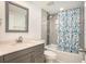 Updated bathroom with gray vanity and walk-in shower at 11828 Bingham Dr, Port Richey, FL 34668
