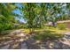 Large backyard with mature trees and a spacious grassy area at 1511 Prescott S St, St Petersburg, FL 33712
