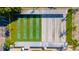 Aerial view of community shuffleboard courts and bocce ball courts at 322 S Port Royal Ln, Apollo Beach, FL 33572