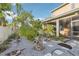 Landscaped backyard with gravel pathway and tropical plants at 8836 Citrus Palm Dr, Tampa, FL 33626