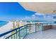 Condo balcony overlooks a beautiful beach and offers views of the cityscape at 1520 Gulf Blvd # 1602, Clearwater Beach, FL 33767