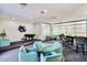 Resident lounge with comfortable turquoise seating, piano and refreshment area at 1520 Gulf Blvd # 1602, Clearwater Beach, FL 33767