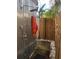 Outdoor shower with bamboo fence and towels at 2606 46Th S St, Gulfport, FL 33711