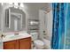 Clean bathroom with tub, shower, and updated vanity at 27544 Kirkwood Cir, Wesley Chapel, FL 33544