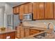 Modern kitchen with stainless steel appliances and wood cabinets at 27544 Kirkwood Cir, Wesley Chapel, FL 33544