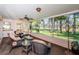 Relaxing screened patio with comfortable wicker furniture and relaxing backyard views at 7065 Sparkling Creek Ct, Spring Hill, FL 34606