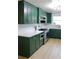 Modern kitchen with dark green cabinets and stainless steel appliances at 36847 Jefferson Ave, Dade City, FL 33523