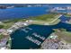 This aerial shows the community marina and boat slips with access to the harbor at 1902 4Th E St, Palmetto, FL 34221