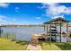 Relaxing boat dock with covered area and seating, perfect for enjoying lake views at 1903 Haven Bend, Tampa, FL 33613