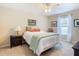 Bedroom with ceiling fan, window, and nightstand at 37804 Prairie Rose Loop, Zephyrhills, FL 33542