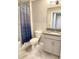 Clean bathroom with shower/tub combo and updated vanity at 17009 Clear Cork Dr, Wimauma, FL 33598