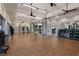 Fitness studio with wood flooring, great for yoga and other classes at 29571 Velletri Ln, Wesley Chapel, FL 33545