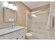 Clean bathroom with tub shower combo and vanity at 4188 104Th N Ave, Clearwater, FL 33762