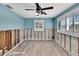 Under construction bedroom with wood flooring and ceiling fan at 6323 Bayou Grande Ne Blvd, St Petersburg, FL 33702