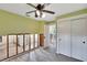Under construction bedroom with new flooring and sliding doors at 6323 Bayou Grande Ne Blvd, St Petersburg, FL 33702