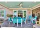 Outdoor patio with turquoise table and chairs, offering water views at 6323 Bayou Grande Ne Blvd, St Petersburg, FL 33702