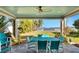Covered patio with water views and outdoor dining furniture at 6323 Bayou Grande Ne Blvd, St Petersburg, FL 33702