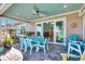 Covered patio features a dining set and sliding glass doors at 6323 Bayou Grande Ne Blvd, St Petersburg, FL 33702