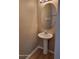 Classic pedestal sink and oval mirror in a bathroom at 1028 Tullamore Dr, Wesley Chapel, FL 33543