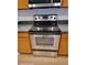 Stainless steel appliances and wood cabinets in this kitchen at 1028 Tullamore Dr, Wesley Chapel, FL 33543