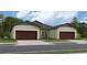 Two-car garage, two-story home with neutral exterior and landscaping at 12661 Lily Quartz Loop, Parrish, FL 34219