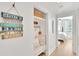 Charming hallway with built-in bench seating at 1520 Gulf Blvd # 603, Clearwater Beach, FL 33767