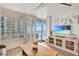 Bright living room with ocean view, hardwood floors, and coastal decor at 1520 Gulf Blvd # 603, Clearwater Beach, FL 33767