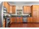 Well-equipped kitchen featuring wood cabinets, granite countertops, and stainless steel appliances at 19256 Hidden Oaks Dr, Brooksville, FL 34604